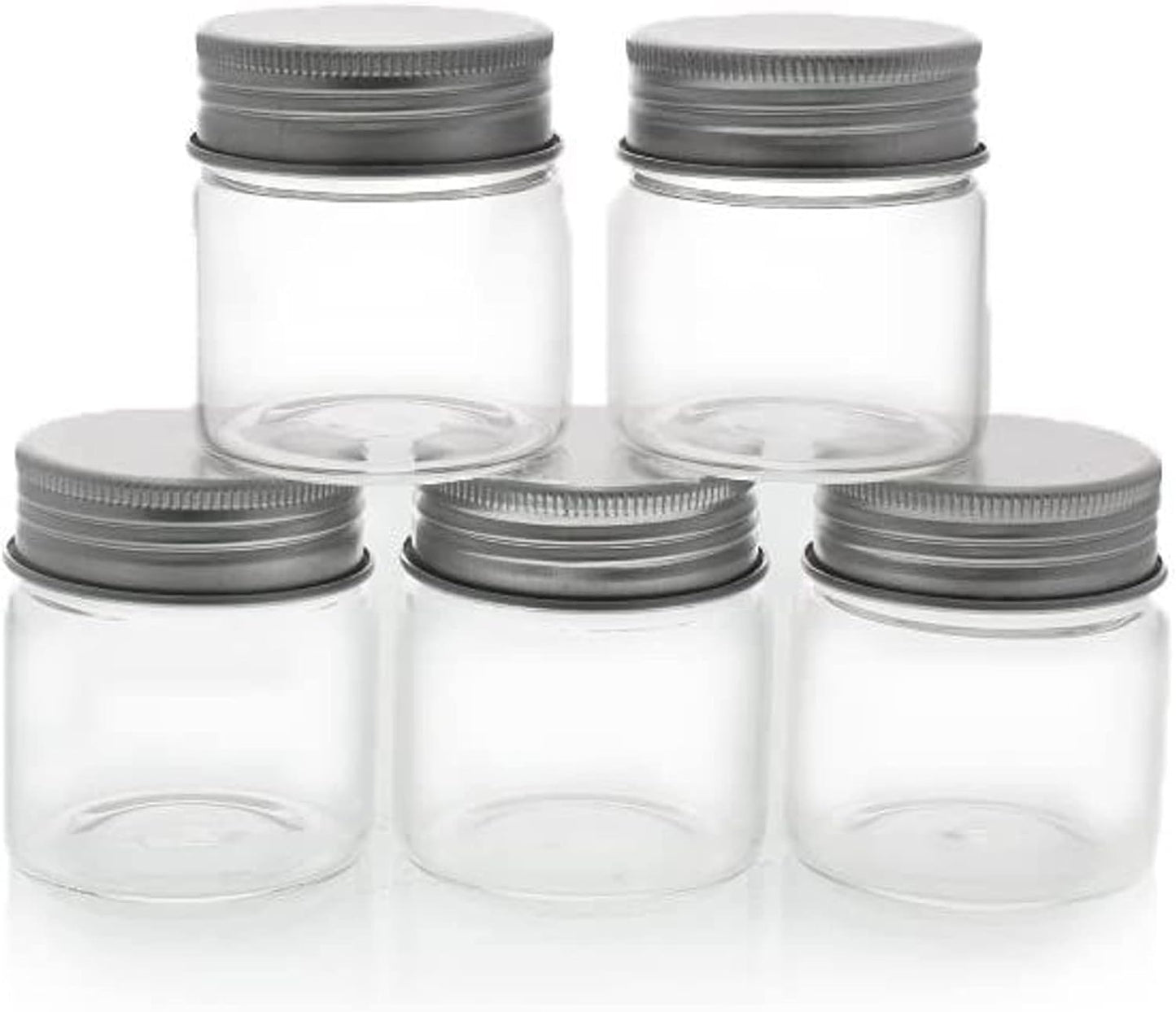Juvale Mini Glass Spice Jars with Lids - 1.7 oz, Clear Art Deco, 5-Pack - Glass Craft Jars with Lids for Spices, Jams & Crafts