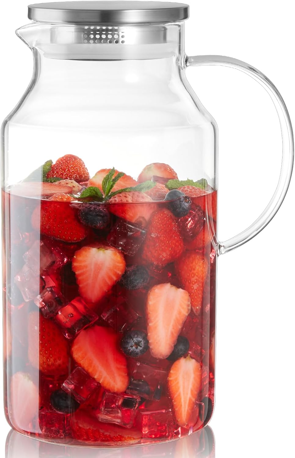 1 Gallon Glass Pitcher with Lid and Spout, Glass Water Carafe for Hot/Cold Water, Large Jug for Iced Tea, Coffee, Juice and Homemade Beverage