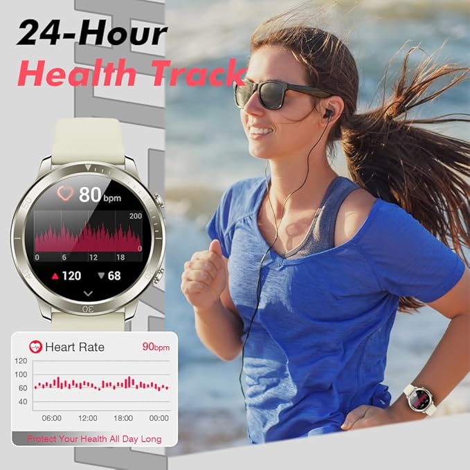Smart Watch for Men Women (Answer/Make Calls), 1.46" IPS HD Screen, Fitness Tracker, 100+ Sport Modes, Blood Oxygen/Sleep/Heart Rate Monitor, IP67 Waterproof for Android iOS, Champagne Gold