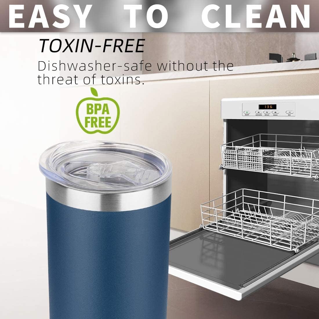 HASLE OUTFITTERS 20 oz Skinny Tumblers Bulk Set, Stainless Steel Insulated Slim Tumblers with Lids, Reusable Double Wall Travel Coffee Mugs, Durable Powder Coated Travel Water Cups(Navy, 12)