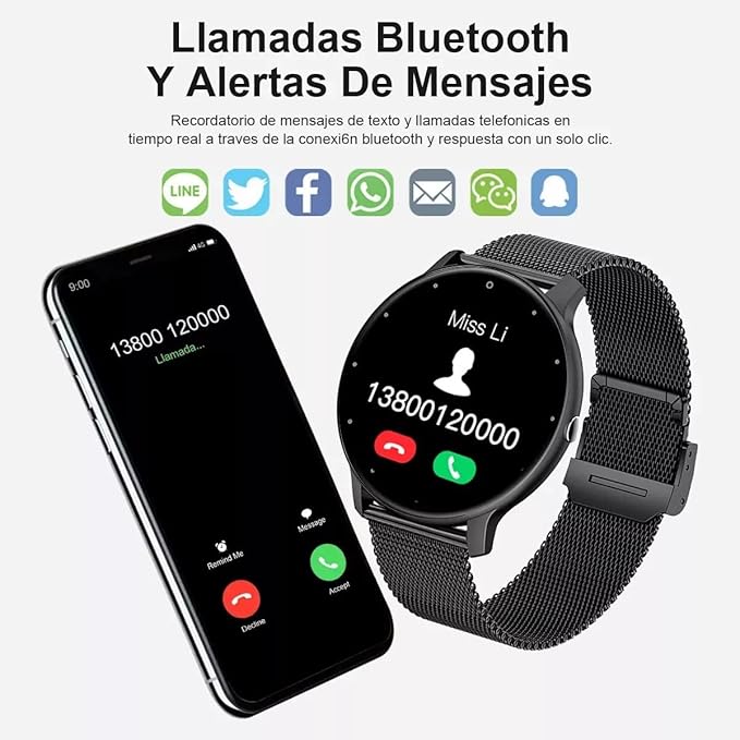 Smart Watch Men Bluetooth Call Fitness Tracker 1.32" HD Full Touch Screen Smartwatch IP67 Waterproof Black Stainless Steel Sport Watch for Android iOS