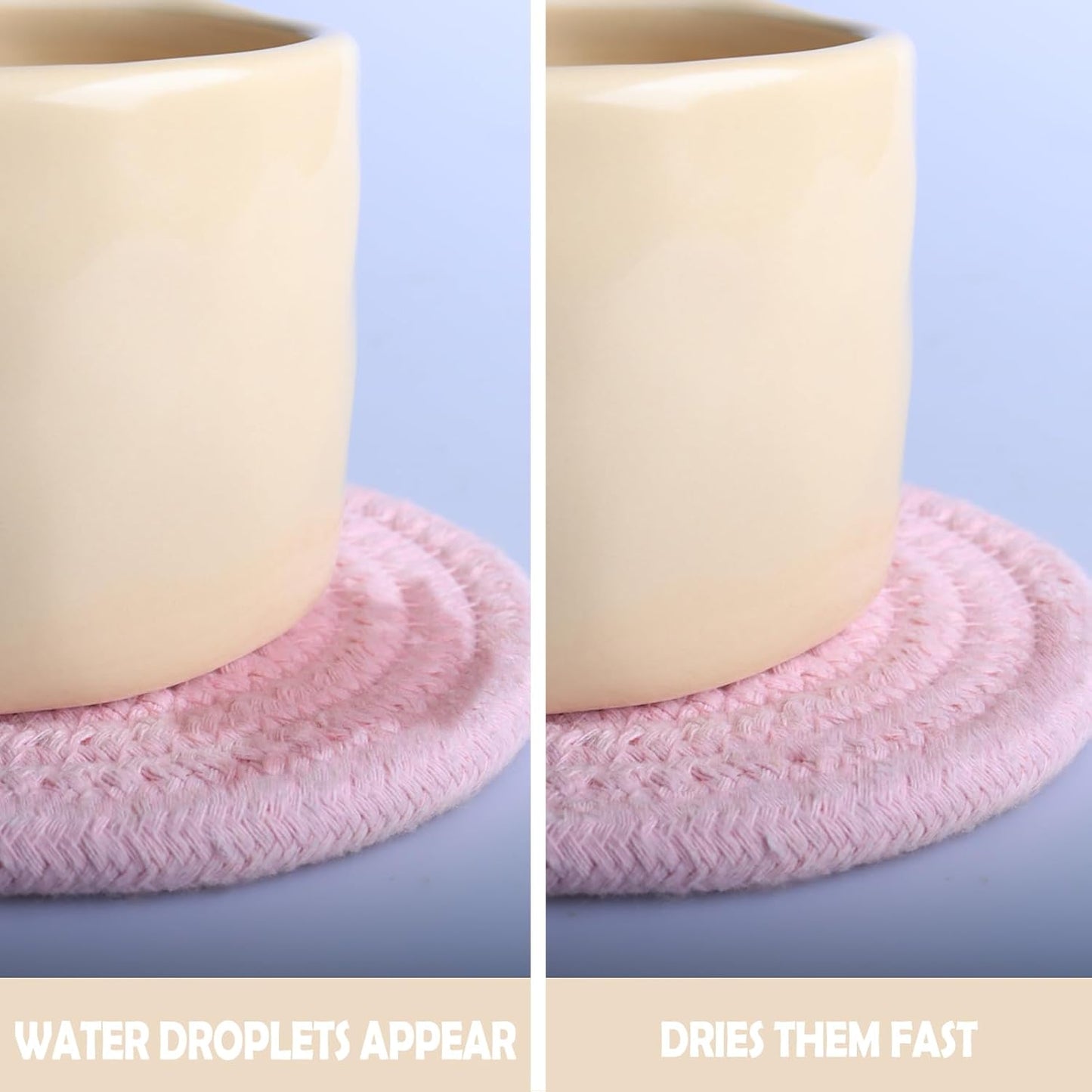 4.8" Sakura Pink Cotton Coasters for Drinks Set of 2 – Soft Absorbent Fabric Drink Pads for Coffee Cups, Boho Pastel Mug Mats for Desk, Nightstand, Dorm & Home Decor – Minimalist & Gift-Ready