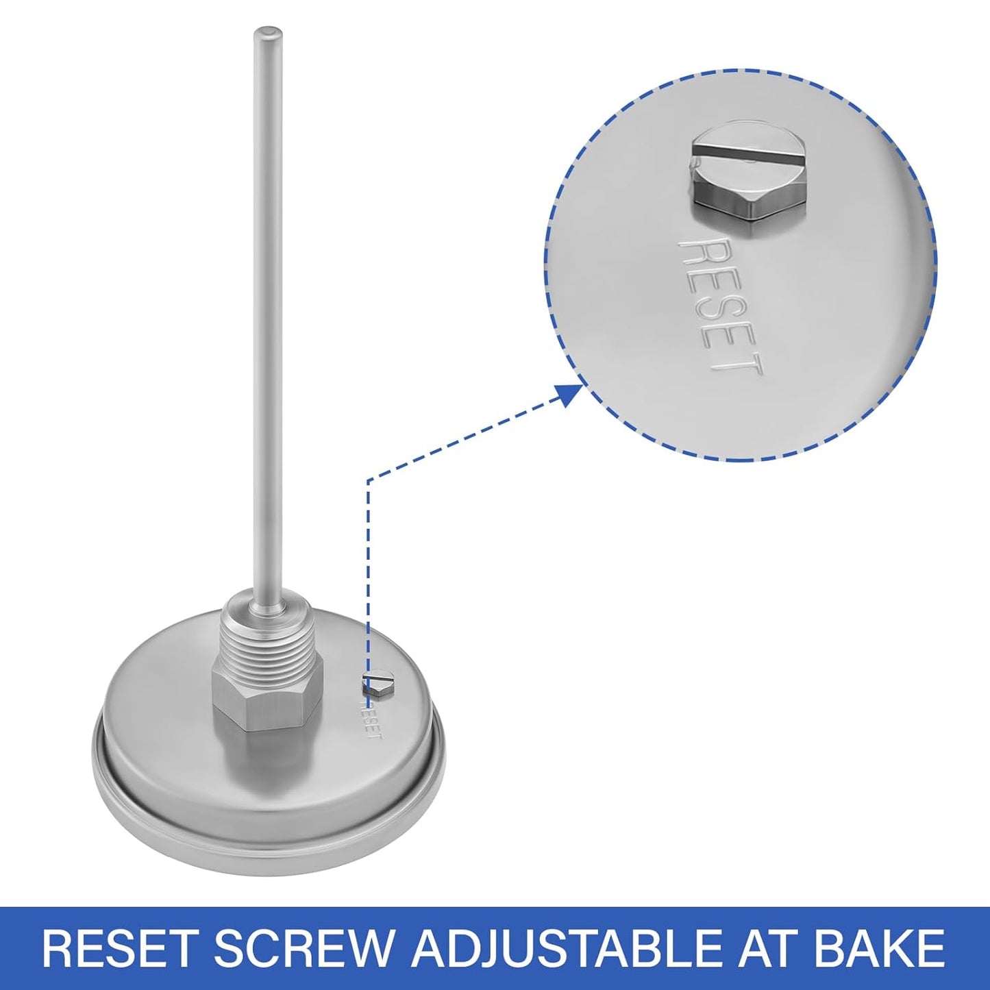 MEASUREMAN Homebrew Bi-Metal Thermometer, 3" Dial, 6" Lead-Free Brass Stem, Range 32-140 deg F/0-60 deg C, 2% Accuracy, Adjustable, 1/2" NPT Back Mount