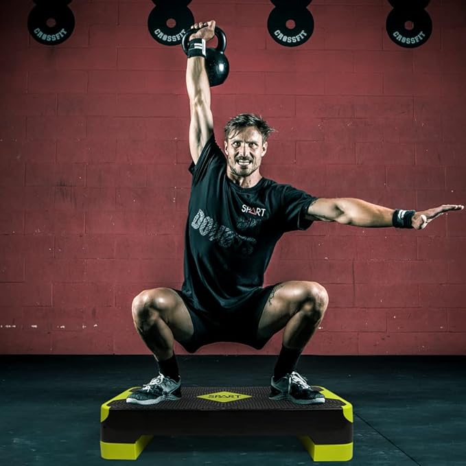 SPART Adjustable Workout Aerobic Stepper 4 Risers, 3 Levels 4" - 6" - 8", 26.77" 26.77" Trainer