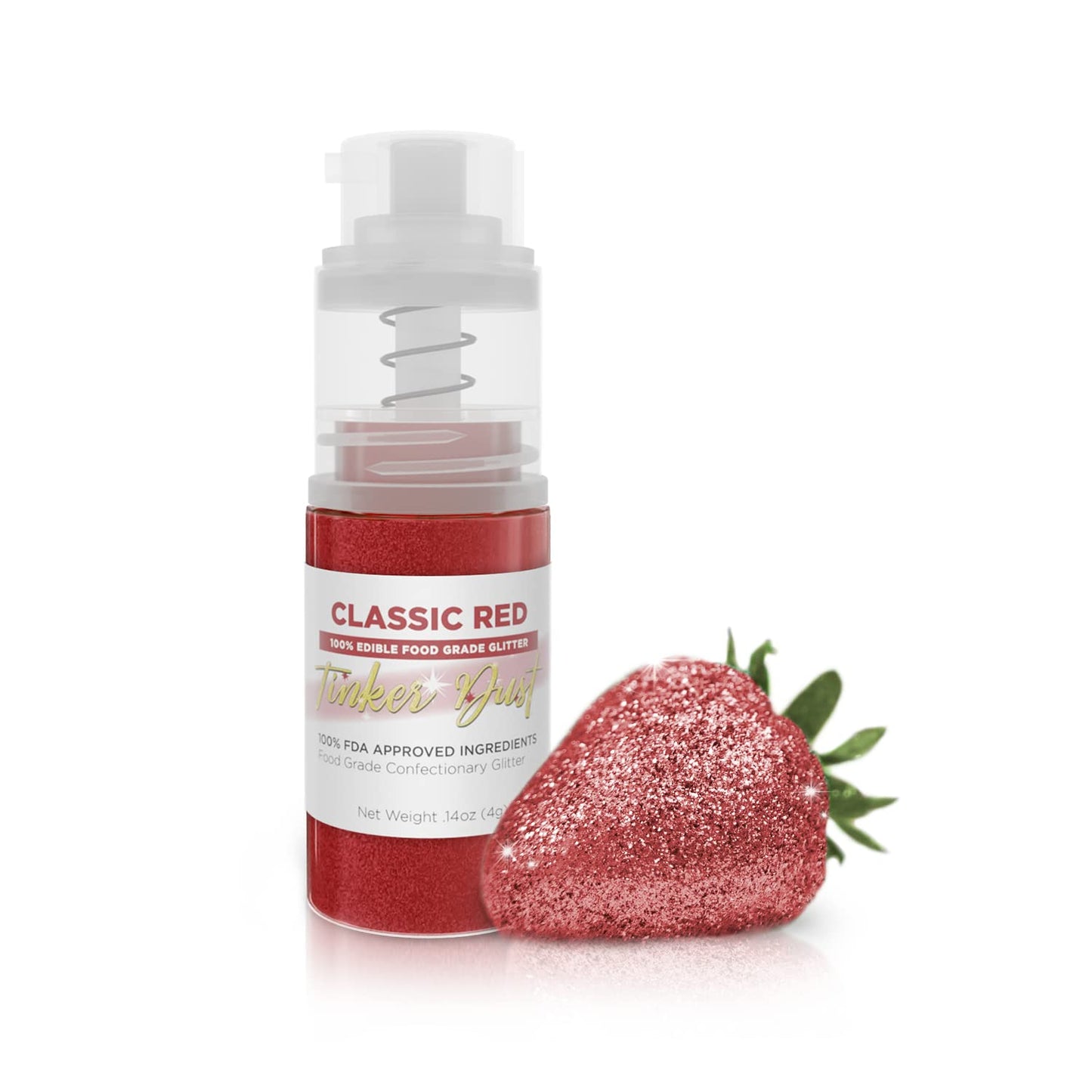 Bakell - Classic Red Tinker Dust (4g, 1x Mini Spray Pump) Edible Glitter for Food, Desserts, and Beverages!