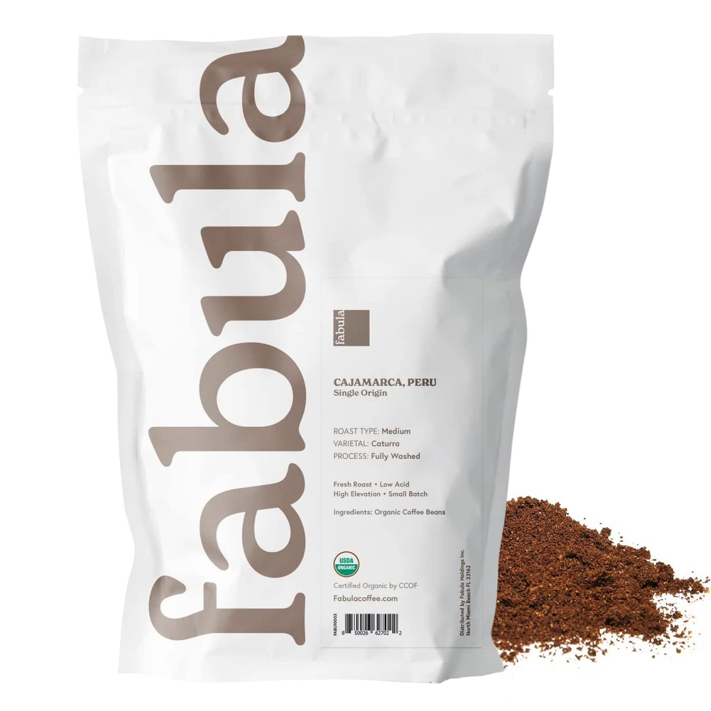 Fabula Low Acid Coffee, USDA Organic Ground Coffee Medium Roast - Non GMO - No Molds - Mycotoxins Pesticides Free - Single Origin Coffee - 12 oz