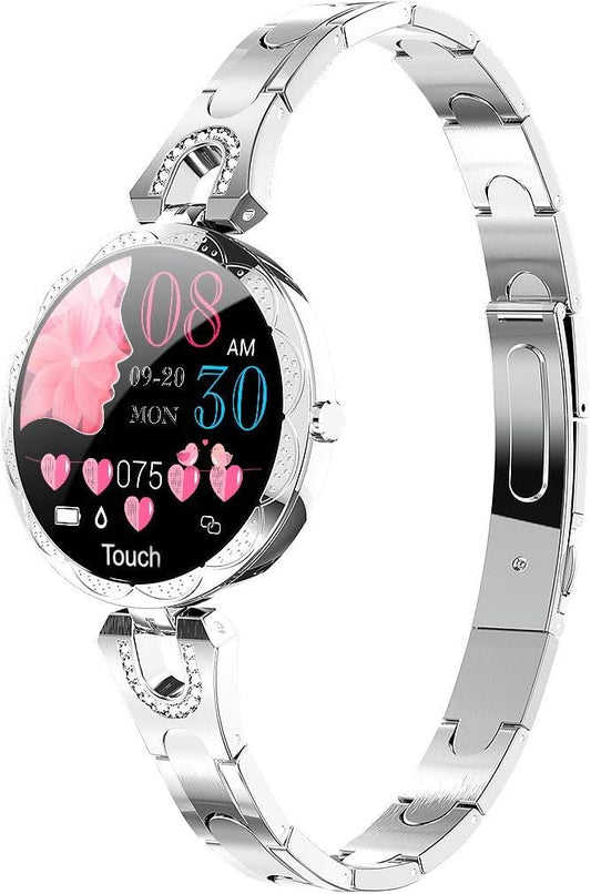 Smartwatch for Women Compatible for Android/iOS Phones. Health and Fitness Tracker with Heart Rate Blood Pressure Bluetooth Remote Photography Female Menstrual Cycle