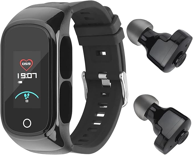 Smart Watch with Earbuds for Women and Men,Activity Fitness Tracker Watch Combo Bluetooth Earbuds Can Receive Calls Messages Sleep Tracker Calorie Counter for Men Women (Black)