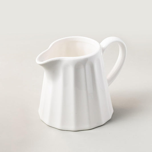 Ceramic Creamer Pitcher,Creamer Container with Handle, 10 OZ Small Milk Pitcher Milk Cup for Coffee, Sauces, Salad, White