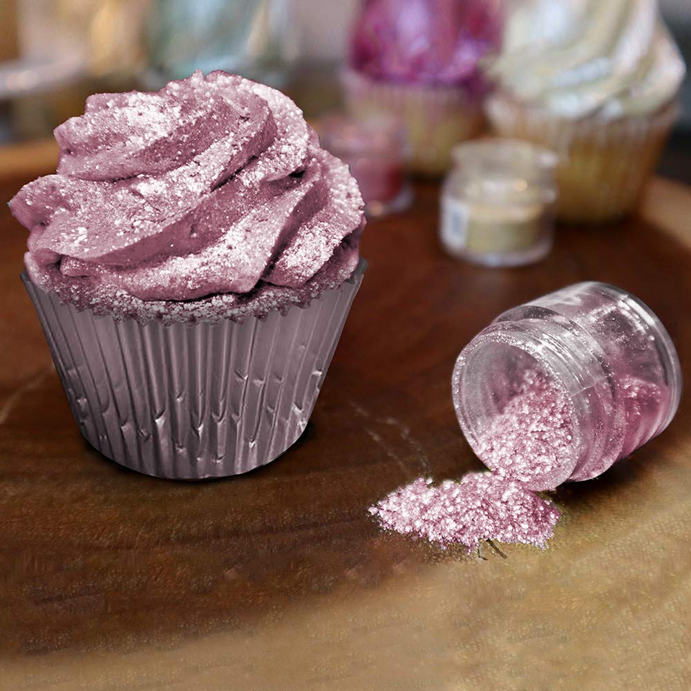 BAKELL Pink Rose Edible Glitter, 45 Grams | TINKER DUST Edible Glitter | KOSHER Certified | 100% Edible Glitter | Cakes, Cupcakes, Cake Pops, Drinks, Dessert Vegan Glitter & Dusts (45g Shaker, Pink Rose)