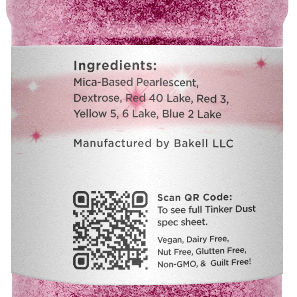 BAKELL Cranberry Edible Glitter, 45 Grams | TINKER DUST Edible Glitter | KOSHER Certified | 100% Edible Glitter | Cakes, Cupcakes, Cake Pops, Drinks, Dessert Vegan Glitter & Dusts (45g Shaker, Cranberry)