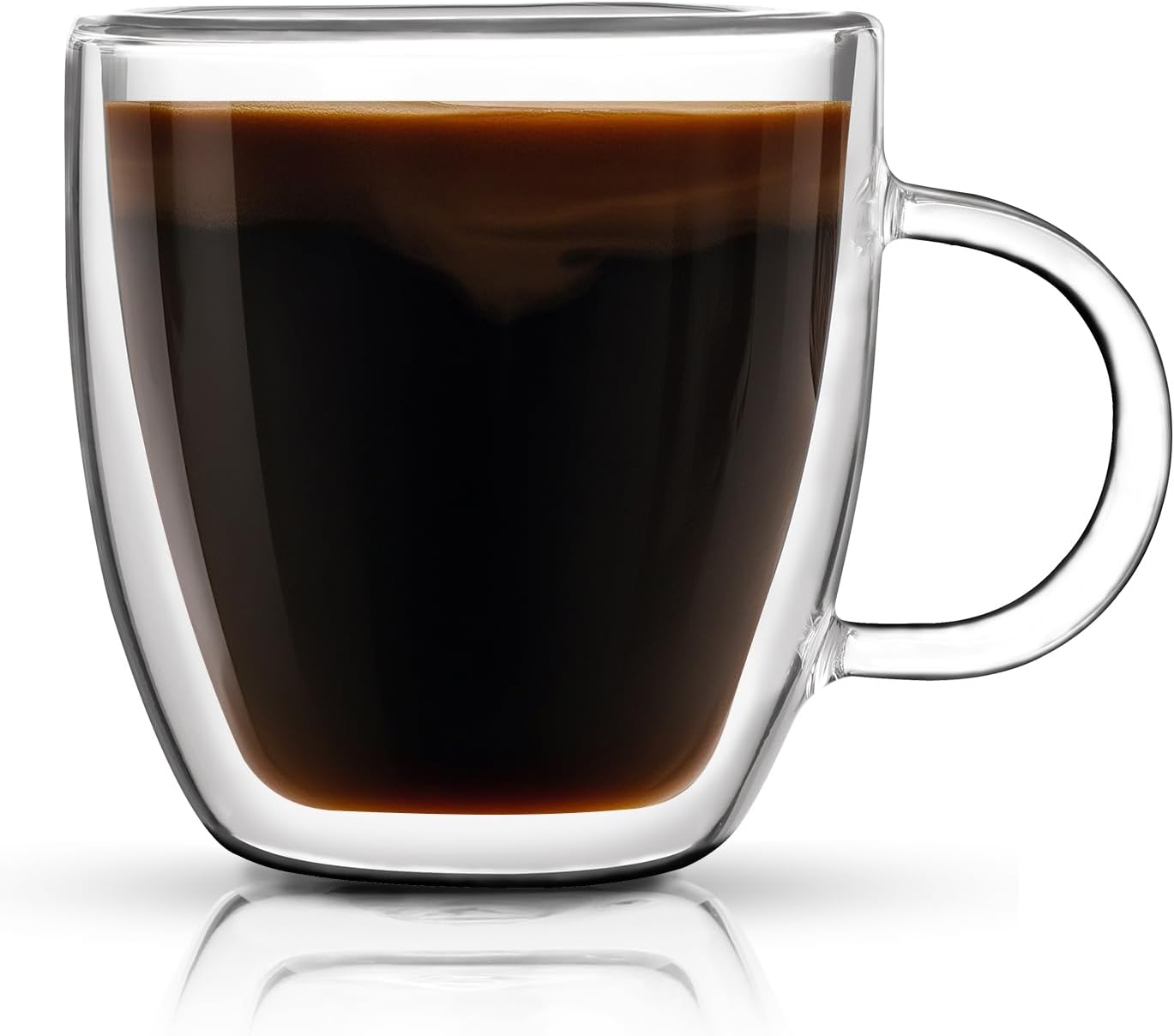 Aurzen 2 Pack Double Walled Glass Coffee Mugs with Handles, Large Insulated Layer Coffee Cups, Clear Borosilicate Mugs, Perfect for Cappuccino, Tea, Microwave Safe (5oz-2Pack B)