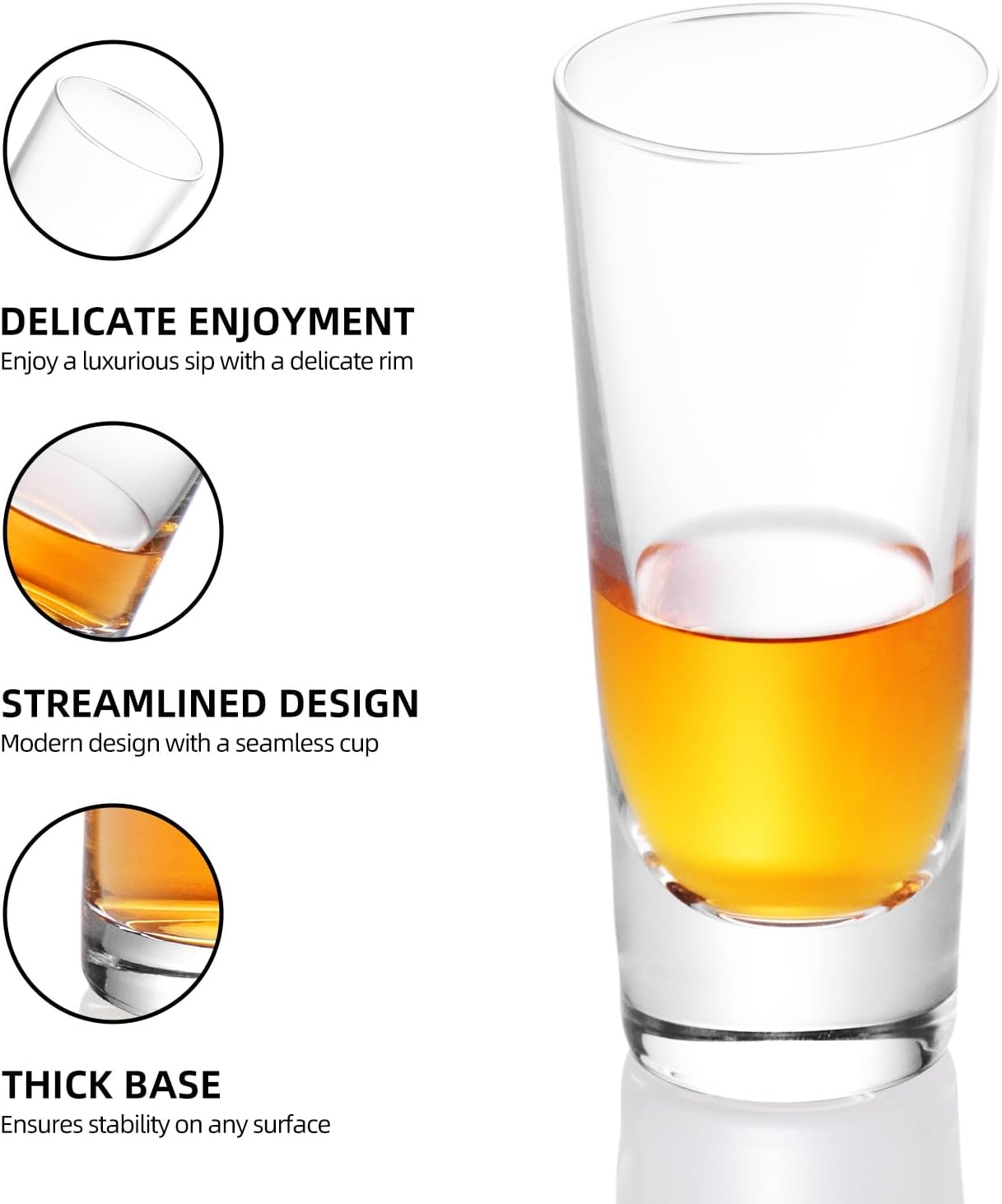 KAMMAK Shot Glasses Set of 2, 90ml/3oz Clear Espresso Shot Glass with Heavy Base for Bar Restaurants Home, Small Whiskey Shot Glass for Vodka, Whiskey, Tequila, Spirits & Liquors