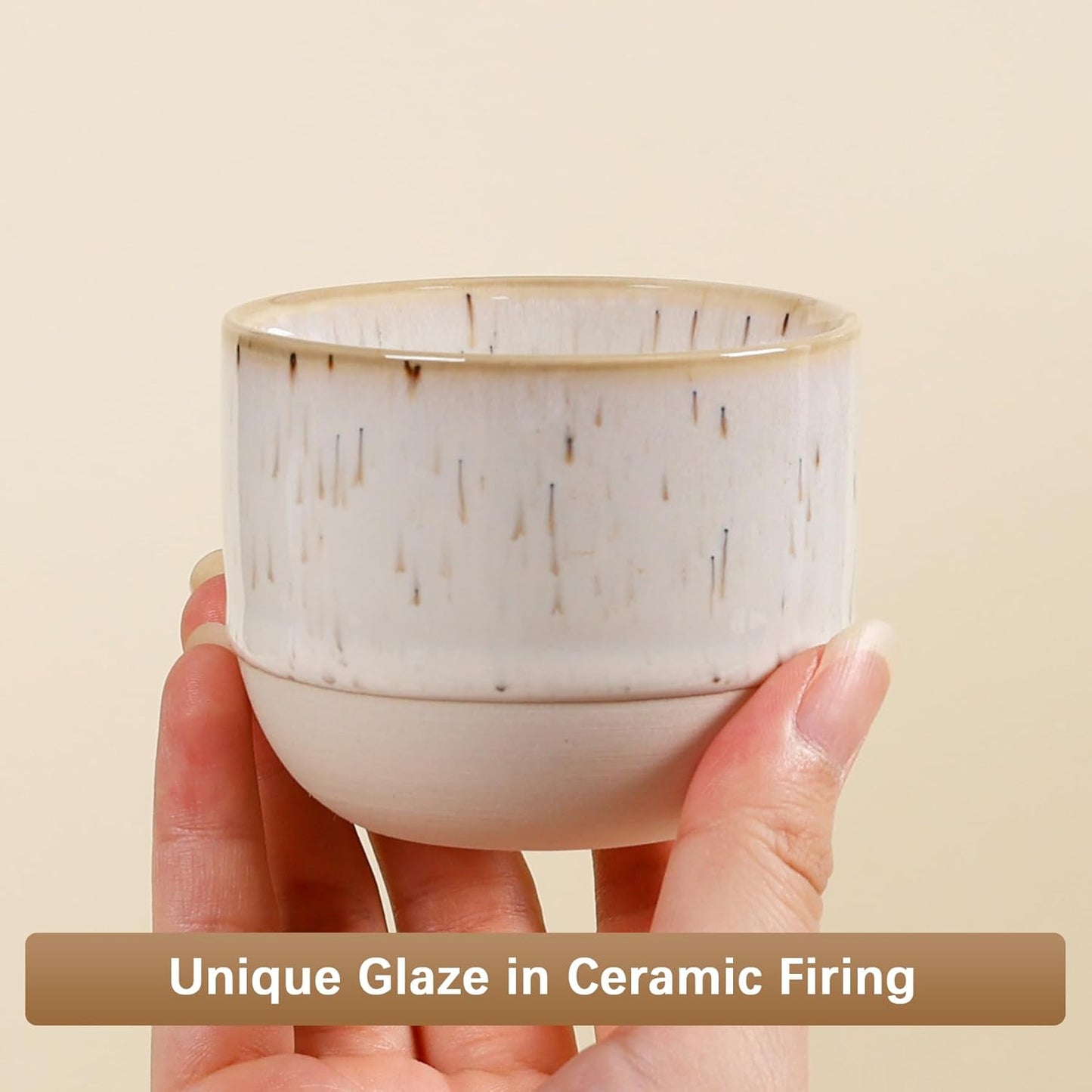 Ceramic Espresso Cups Set of 4, Double Walled Espresso Coffee Mugs for Nespresso Cups, Special glazed Demitasse Cups Expresso Coffee Cup for Espresso Machine (White)