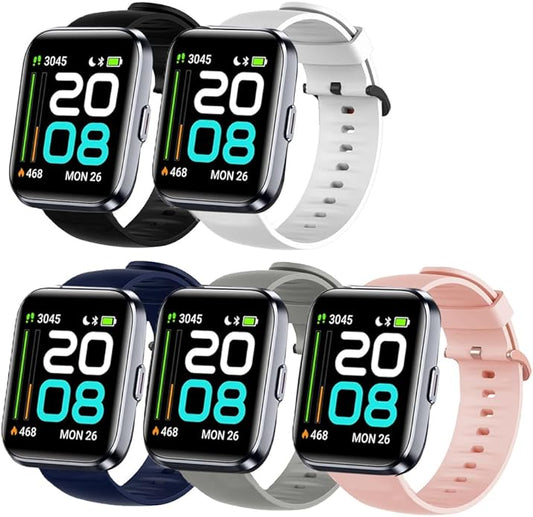 Silicone Replacement Soft Band Wristbands Straps with Stainless Steel Buckle Compatible for Quican ID208 Plus 1.8 Inches Smart Watch