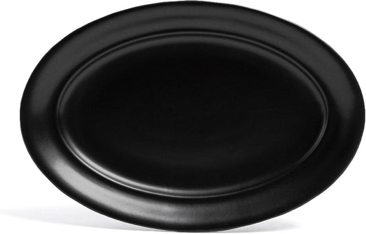 over&back Rim Stoneware Serving Platter - Elegant 1-Piece Oval Serving Platter to Complete Your Kitchen Set - 16" L x 10.8" W Semi-Matte Black