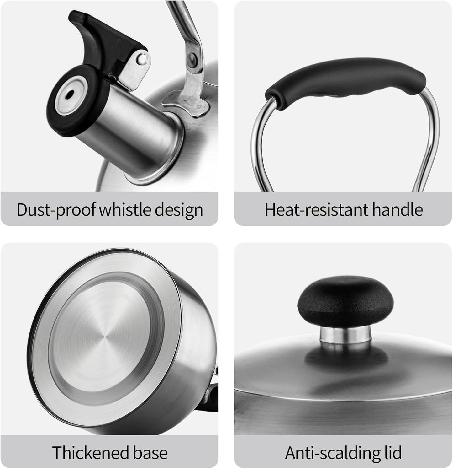 Tea Kettle – 2.64 Quart Stovetop Teapot, Stainless Steel Water Kettle for Camping & Kitchen, Foldable Handle, Gooseneck Spout – Perfect for Coffee & Tea