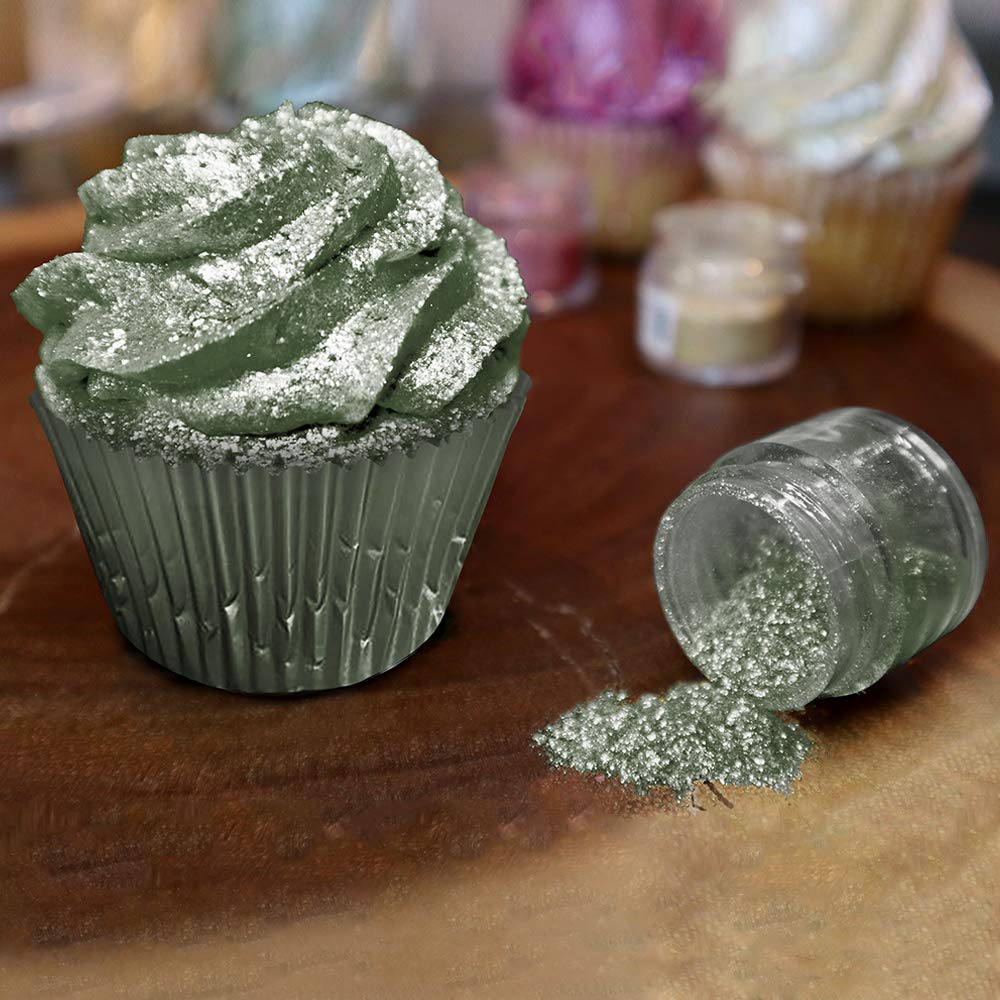 Olive Green BAKELL Edible Glitter, 45 Grams | TINKER DUST Edible Glitter | KOSHER Certified | 100% Edible Glitter | Cakes, Cupcakes, Cake Pops, Drinks, Dessert Vegan Glitter & Dusts (45g Shaker, Olive Green)