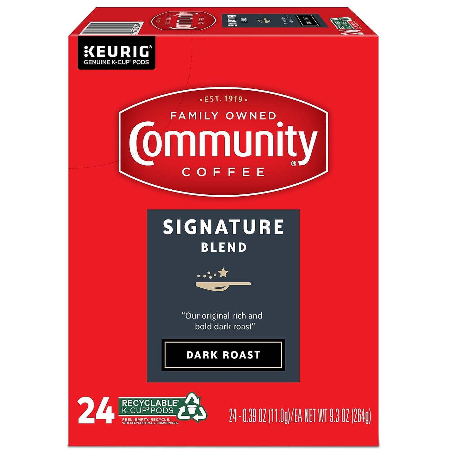 Community Coffee Signature Blend 24 Count Coffee Pods, Dark Roast, Compatible with Keurig 2.0 K-Cup Brewers, 24 Count (Pack of 1)