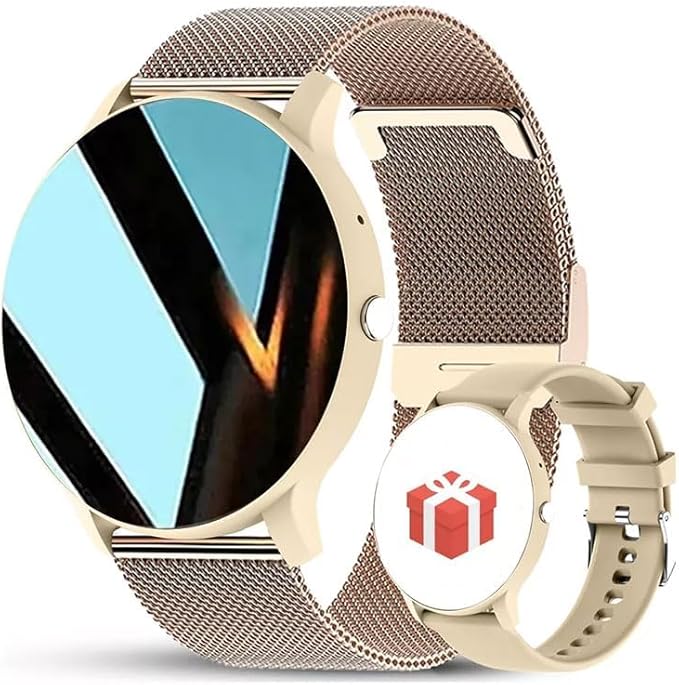 Smart Watch Men Bluetooth Call Fitness Tracker 1.32" HD Full Touch Screen Smartwatch IP67 Waterproof Stainless Steel Sport Watch for Android iOS (C-Yellow)