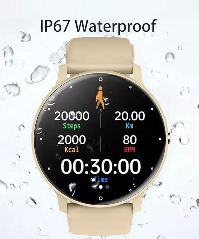 Smart Watch Men Bluetooth Call Fitness Tracker 1.32" HD Full Touch Screen Smartwatch IP67 Waterproof Stainless Steel Sport Watch for Android iOS (C-Yellow)