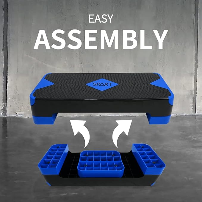 SPART Adjustable Workout Aerobic Stepper 4 Risers, 3 Levels 4" - 6" - 8", 26.77" 26.77" Trainer