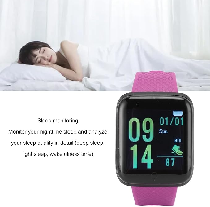 Smart Watch Fitness with Monitor Sleep, Sports Modes Activity Step Calorie Counter, IP65 Waterproof for Andriod iOS Women Men (Pu rple)