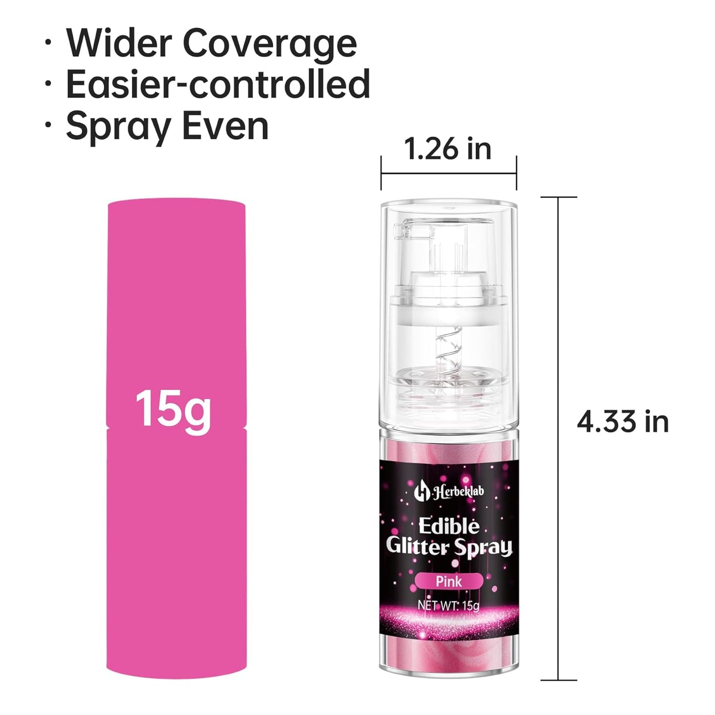 Pink Edible Glitter Spray - 15g Edible Pink Glitter for Cakes Food Grade Shimmer Powder Cake Spray for Cookie Decorating Chocolate Strawberry