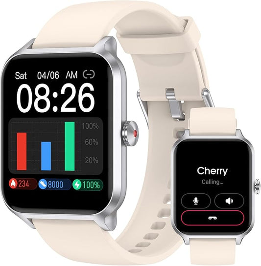 Smart Watch(Answer/Make Call), 1.69" Fitness Tracker with Heart Rate Blood Oxygen Monitor, Sleep Monitor Health Tracker, 100+ Sports Modes, Step Counter, IP68 Waterproof Fitness Watch for Android iOS