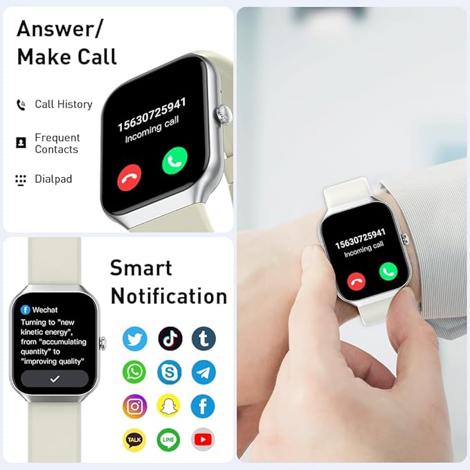Smart Watch(Answer/Make Call), 1.96" HD Smartwatch for Men Women, 2025 Fitness Watch with 110+ Sport Modes/Heart Rate/Sleep Monitor/Pedometer, IP68 Waterproof Fitness Activity Tracker for Android iOS