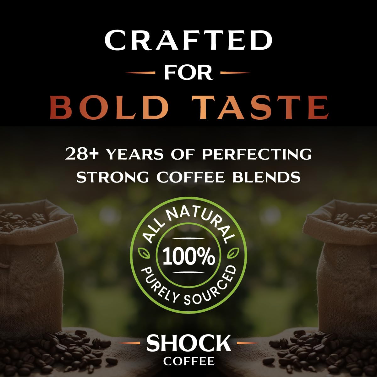 Shock Coffee Ground, The Strongest Caffeinated All-Natural Coffee, Up to 50% more Caffeine. 3 pounds