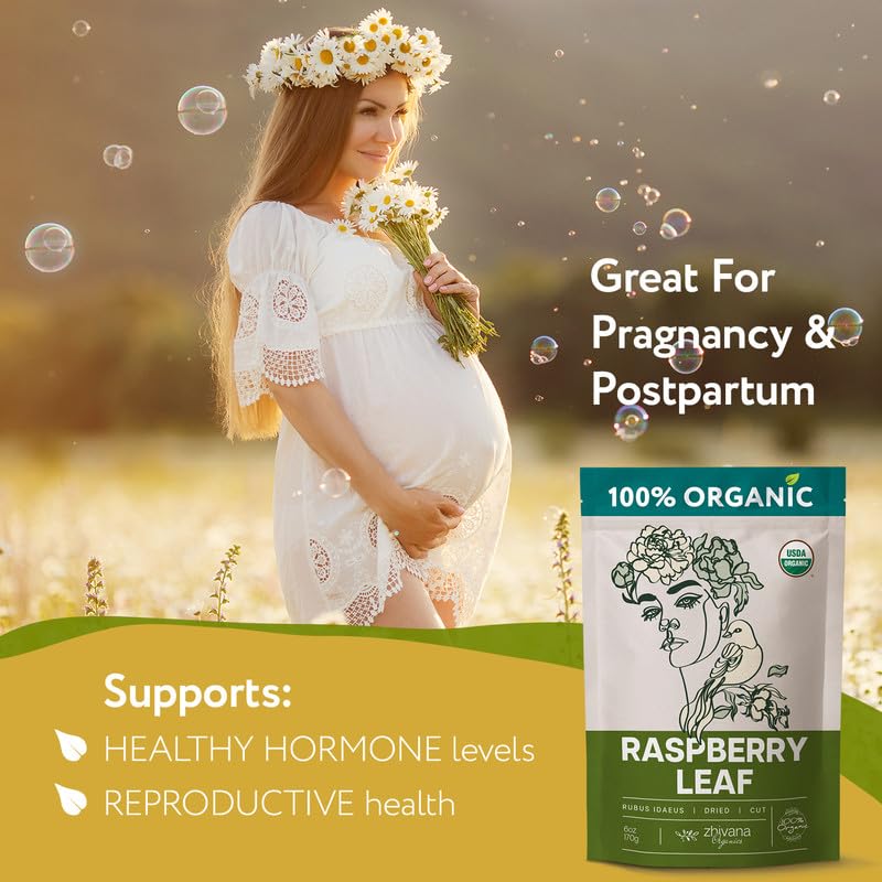 Organic Red Raspberry Leaf Tea – Wild Raspberry Tea for for Pregnancy, Healthy Cycle, Menstrual Cramps – 6oz