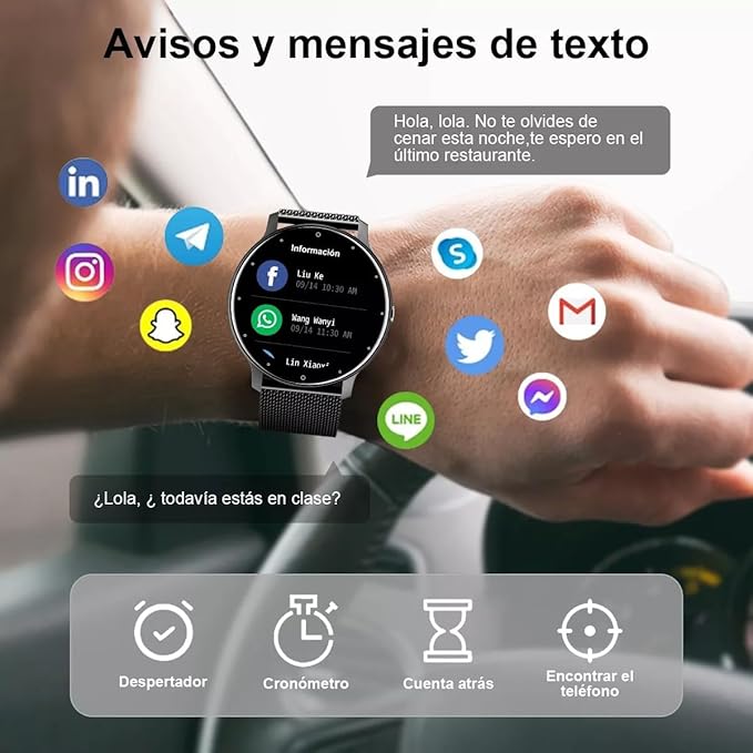 Smart Watch Men Bluetooth Call Fitness Tracker 1.32" HD Full Touch Screen Smartwatch IP67 Waterproof Black Stainless Steel Sport Watch for Android iOS