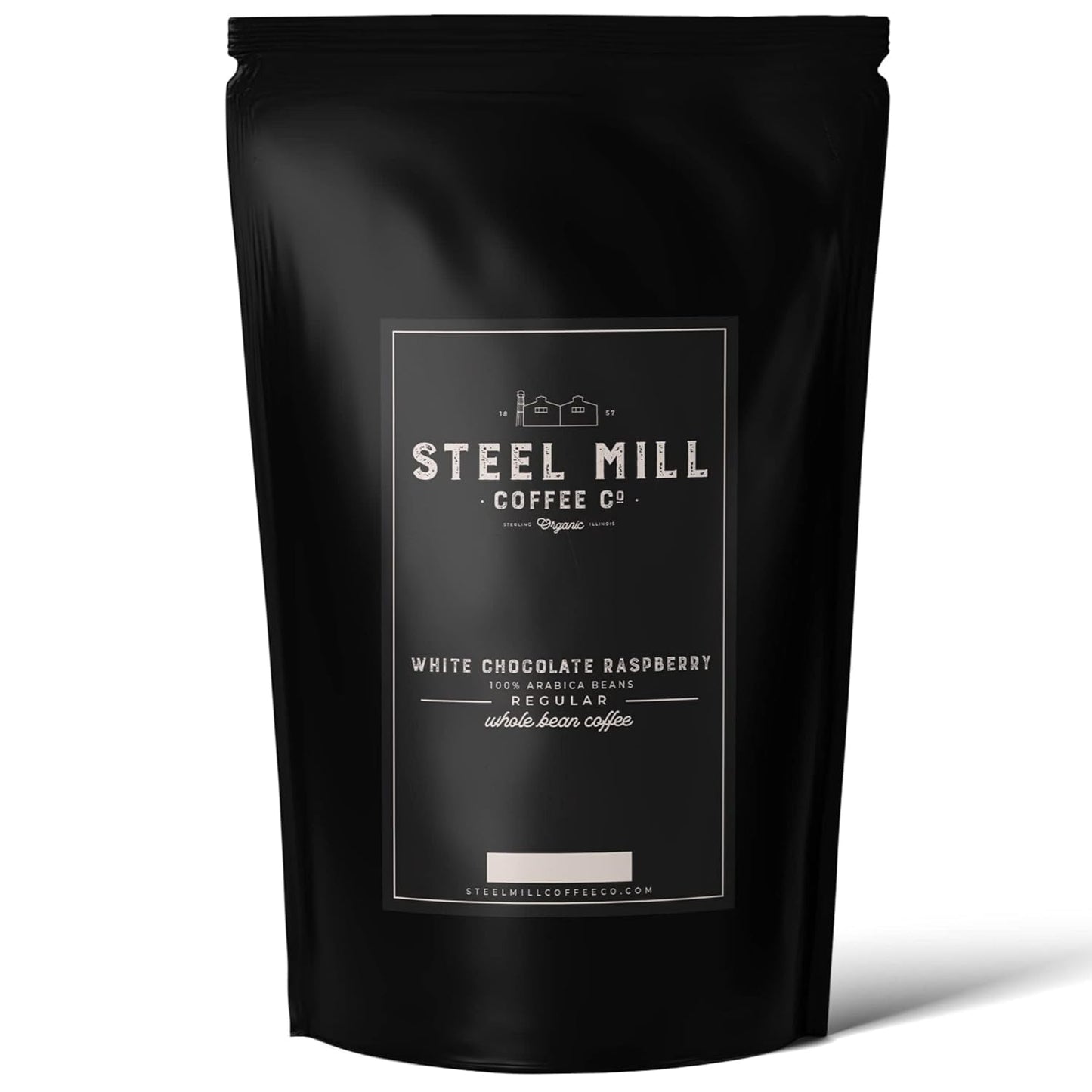 Steel Mill Coffee Co. White Chocolate Raspberry Truffle Flavored Coffee - Ground Coffee, Regular, Medium Roast, 100% Arabica Beans, Vegan, Gluten-Free, Sugar-Free, 12 oz Bag