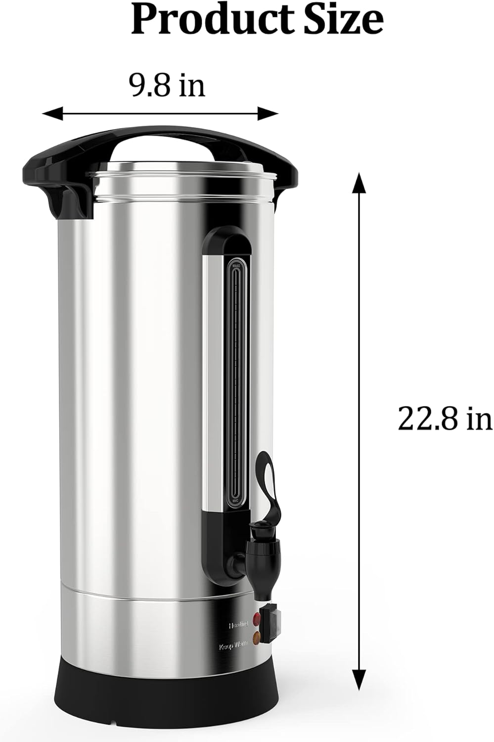 Commercial Coffee Maker Machine Urn -10L Large Percolator Pot Dispenser With Double-Wall Stainless Steel, Quick Brew, Stays Hot - Also for Water, Tea, Beverage At Events & Catering - 60 Cup