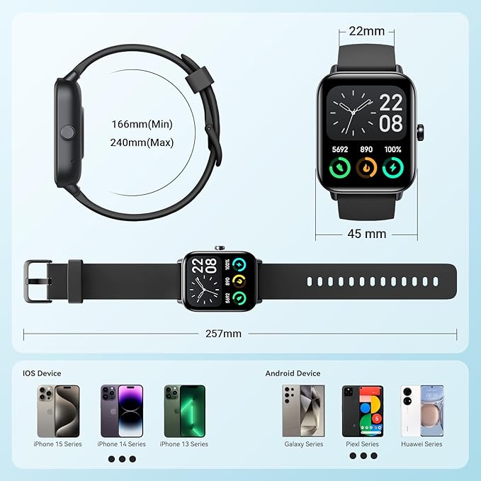 Smart Watches for Men, Alexa Built-in, 1.8" Smartwatch with Heart Rate/SpO2/Sleep/Stress, IP68 Waterproof Fitness Tracker with Bluetooth Call (Answer/Make), 101+ Sports Modes, for Android & iPhone