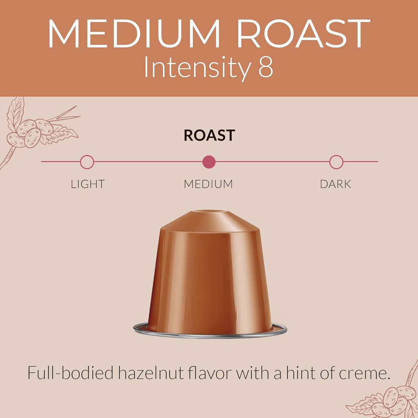 Camilla’s Heritage - Intensity 8 Hazelnut Flavored Espresso Coffee, Gourmet Espresso Cups, 60 Coffee Pods