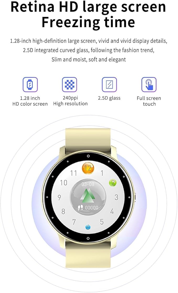 Smart Watch Men Bluetooth Call Fitness Tracker 1.32" HD Full Touch Screen Smartwatch IP67 Waterproof Stainless Steel Sport Watch for Android iOS (C-Yellow)