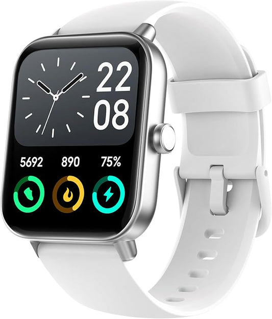 Smart Watch for Women Android iPhone Compatible, 1.8” Touchscreen,Bluetooth Call,24/7 Heart Rate, SpO2 Monitor, Step Counting, Sleep Tracking, IP68 Waterproof Activity Tracker and Smartwatch(White)