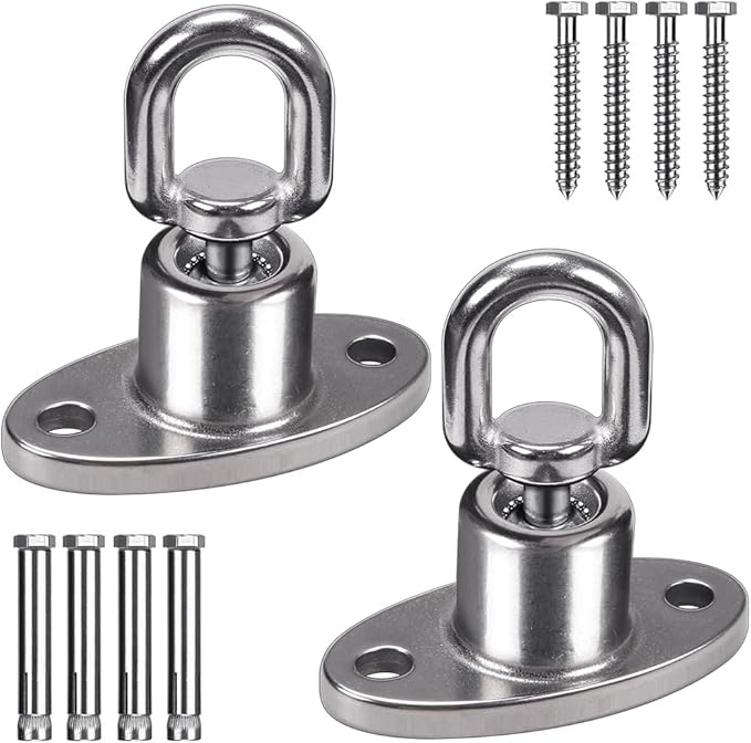 SELEWARE Silent Ball Bearing Swing Hangers, Heavy Duty 360° Rotate Swing Swivel Hook for Wooden Playground Yoga Hammock Chair Rope Punching Bag Porch Tire Web Swing Sets, 1200 Capacity, 2 Pack