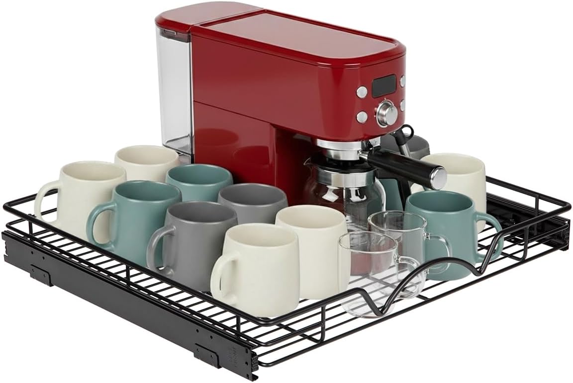 HOLDN’ STORAGE Pull Out Cabinet Organizer, Heavy Duty Caddy w/Lifetime Limited Warranty -22”W x 21”D - Requires At Least 23-1/4” Cabinet Opening, Steel Metal Cabinet Drawers Slide Out, Black