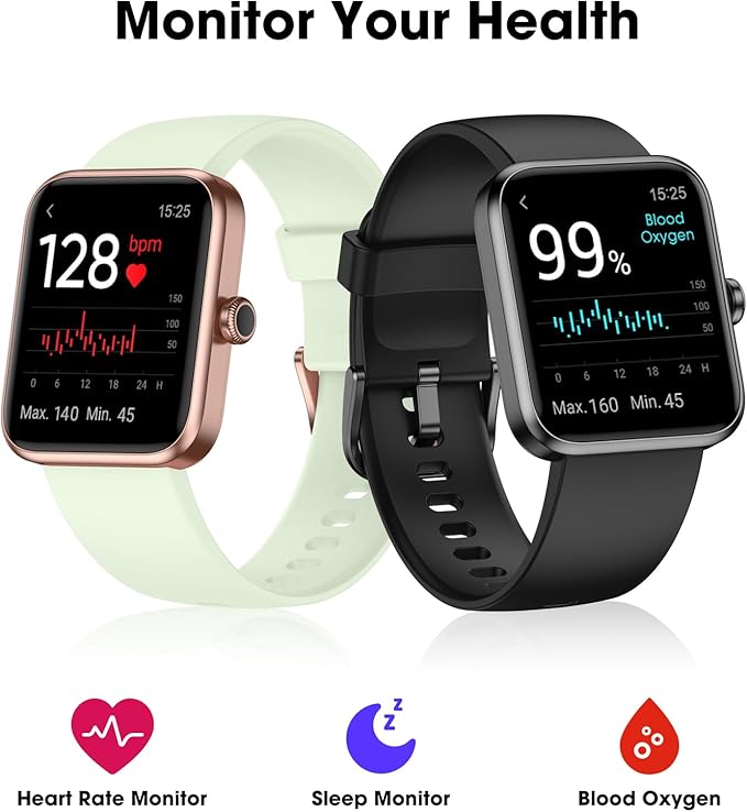 Smart Watch, Fitness Tracker with Heart Rate Monitor, Blood Oxygen, Sleep Watch, 41mm Touchscreen Smartwatch for Android iOS Swimming Waterproof Pedometer Step Calories Tracker for Women Men