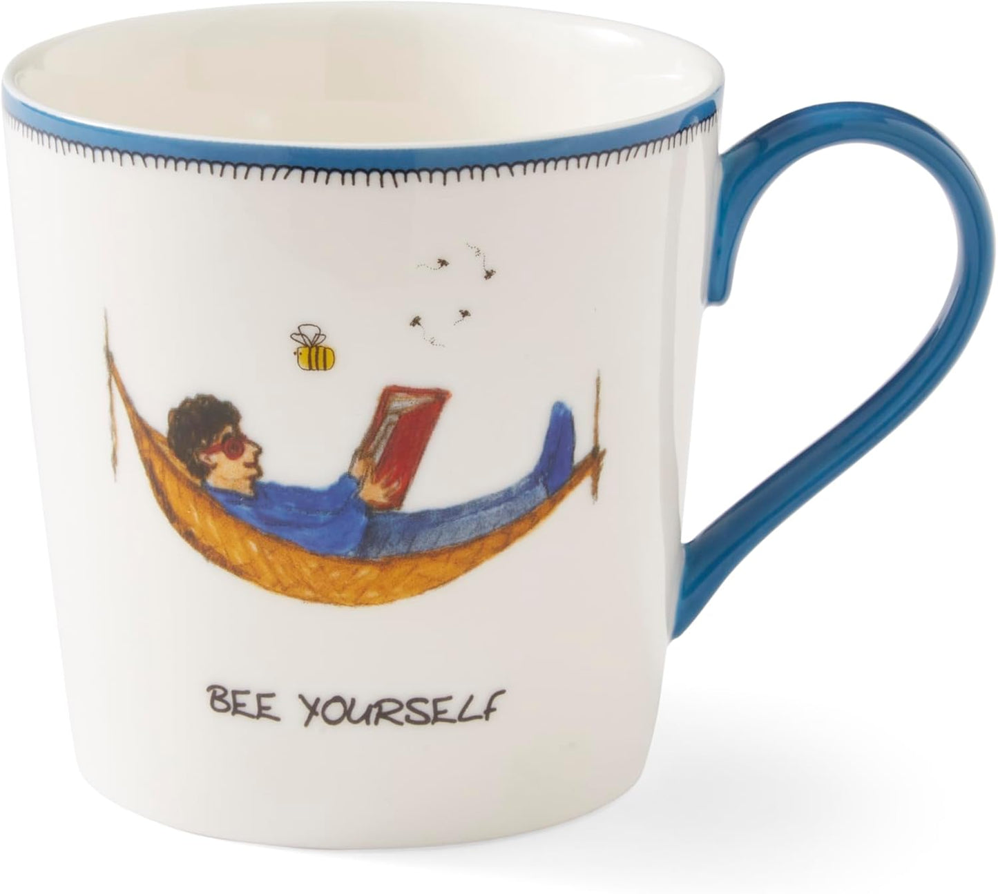 Spode Kit Kemp 12oz Doodle Mug | Bee Yourself- Unique Doodle Pattern | Fine China | Dishwasher Safe | For Coffee and Tea | Ideal Celebration Gift | Home or Office Use