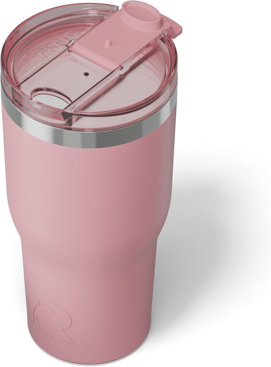RTIC 30oz Essential Tumbler with Lid, Insulated, Stainless Steel, Metal, Double Wall Vacuum-Insulation, Ceramic Lined, Travel Cup for Iced Coffee, Tea, Hot and Cold Drink, Dusty Rose