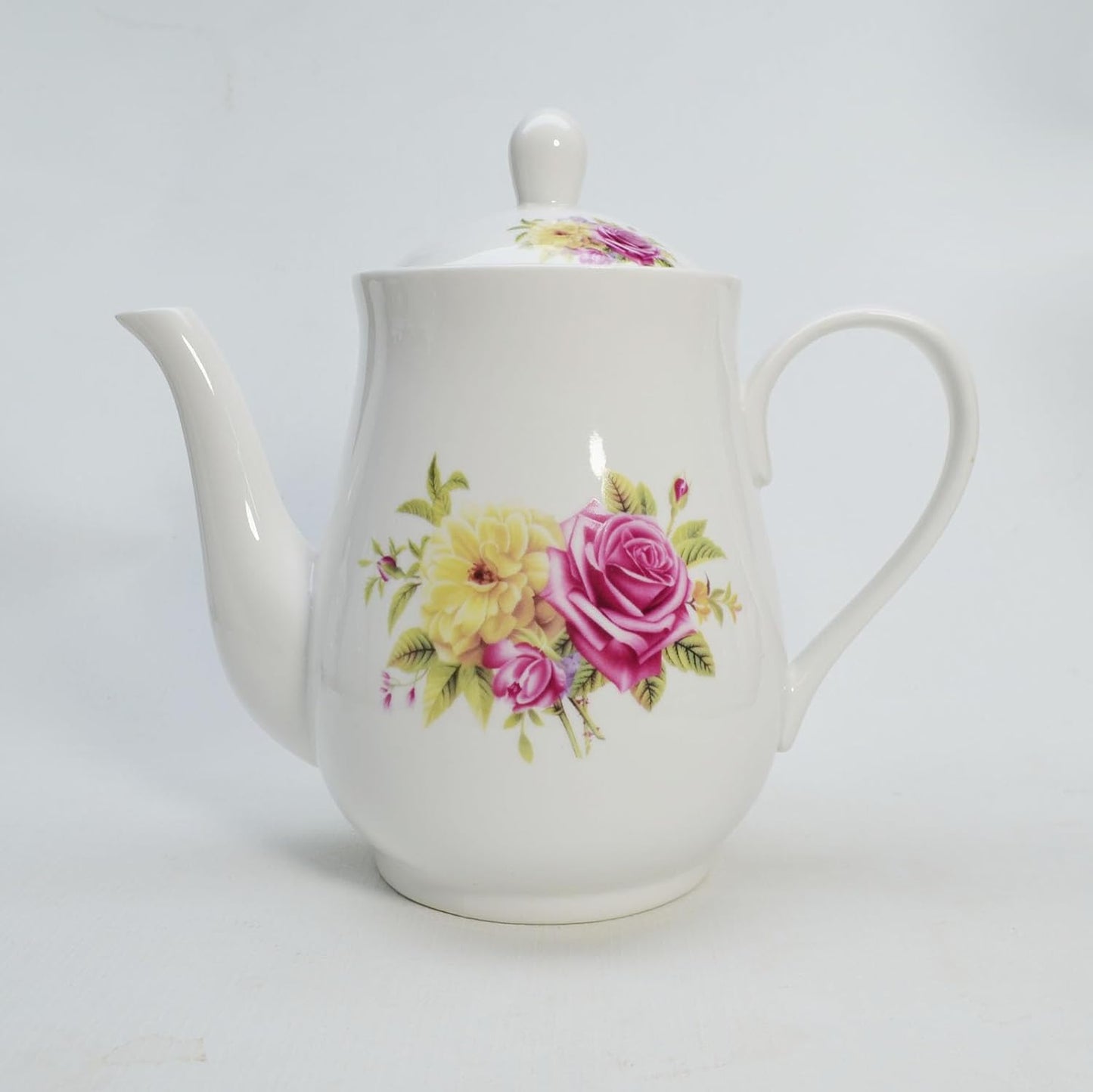 European Style Porcelain Teapot, Coffee Tea Water Pot Vintage Ceramic Kettle (50oz)