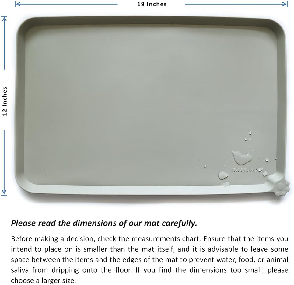 Hoki Found Silicone Pet Food Tray - Non Slip Pet Dog Cat Bowl Placemat - Feeding Mat - Waterproof Dog Cat Food Mats - For Carpet - Cream Green