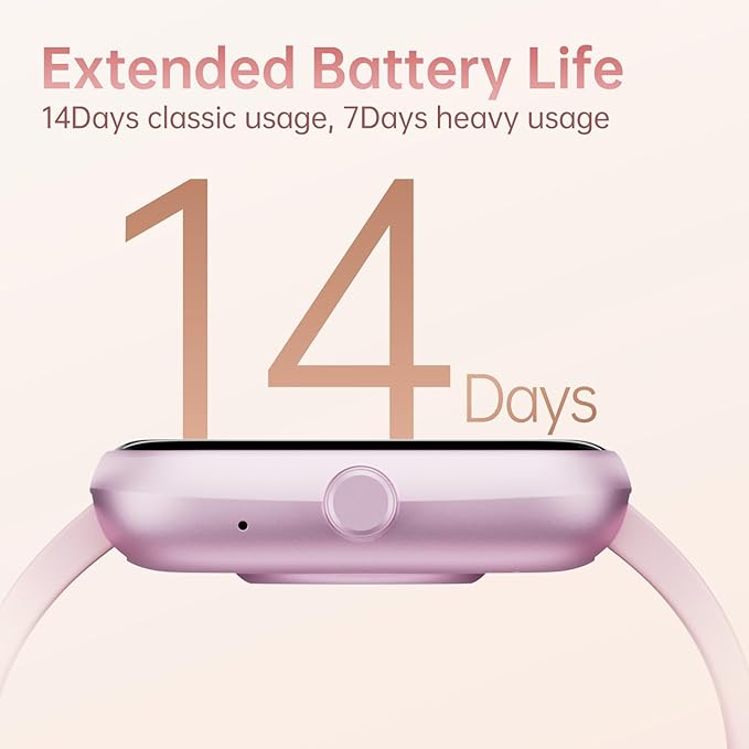 Smart Watch Large Display, Compatible with Android 6.0+/ iOS 9.0+, Smart Watches for Women with Clear Bluetooth Calls, Health/Sleep/Fitness Tracker Watch, Waterproof Smart Watches for Men (Pink)