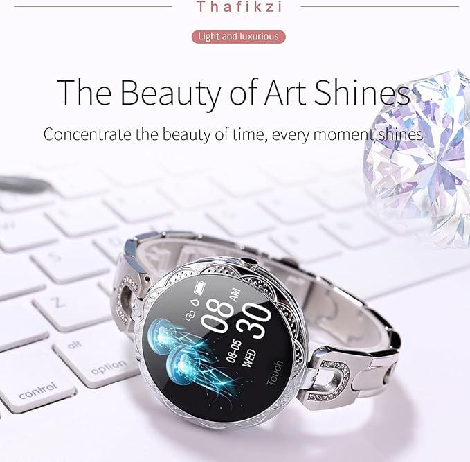Smartwatch for Women Compatible for Android/iOS Phones. Health and Fitness Tracker with Heart Rate Blood Pressure Bluetooth Remote Photography Female Menstrual Cycle