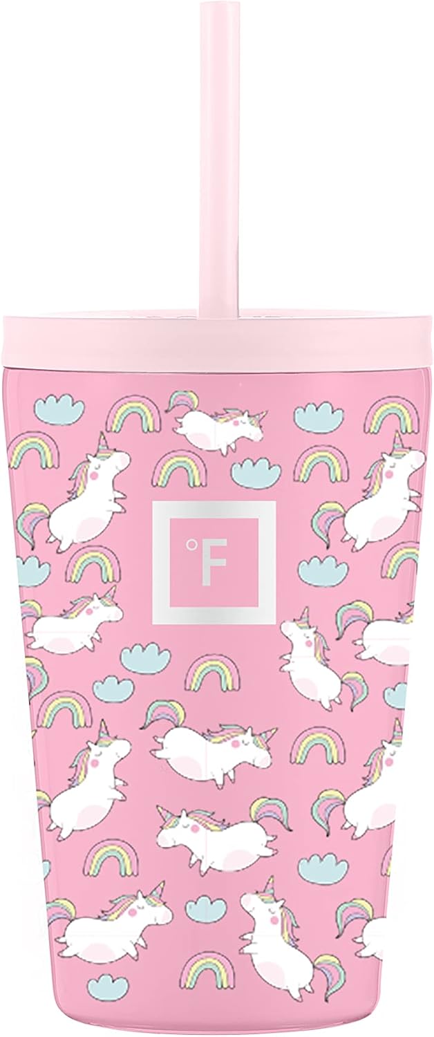 IRON °FLASK Classic Tumbler - Vacuum Insulated Stainless Steel Water Bottle, Double Walled, Drinking Cup, Insulated Travel Mug (Stardust Unicorns, 12 oz Kids)