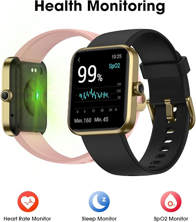 Smart Watch for Women Men, Fitness Tracker Watch with Heart Rate Monitor, Sleep, Blood Oxygen Tracker, 5ATM Waterproof Smartwatch Sports Watch Compatible with Android iOS Phones Step Calories Counter